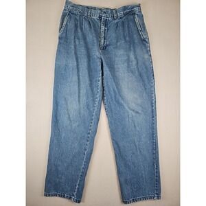 Vintage Bugle Boy Company Jeans Womens 34x29 Pleated High Rise Tapered Denim Y2K